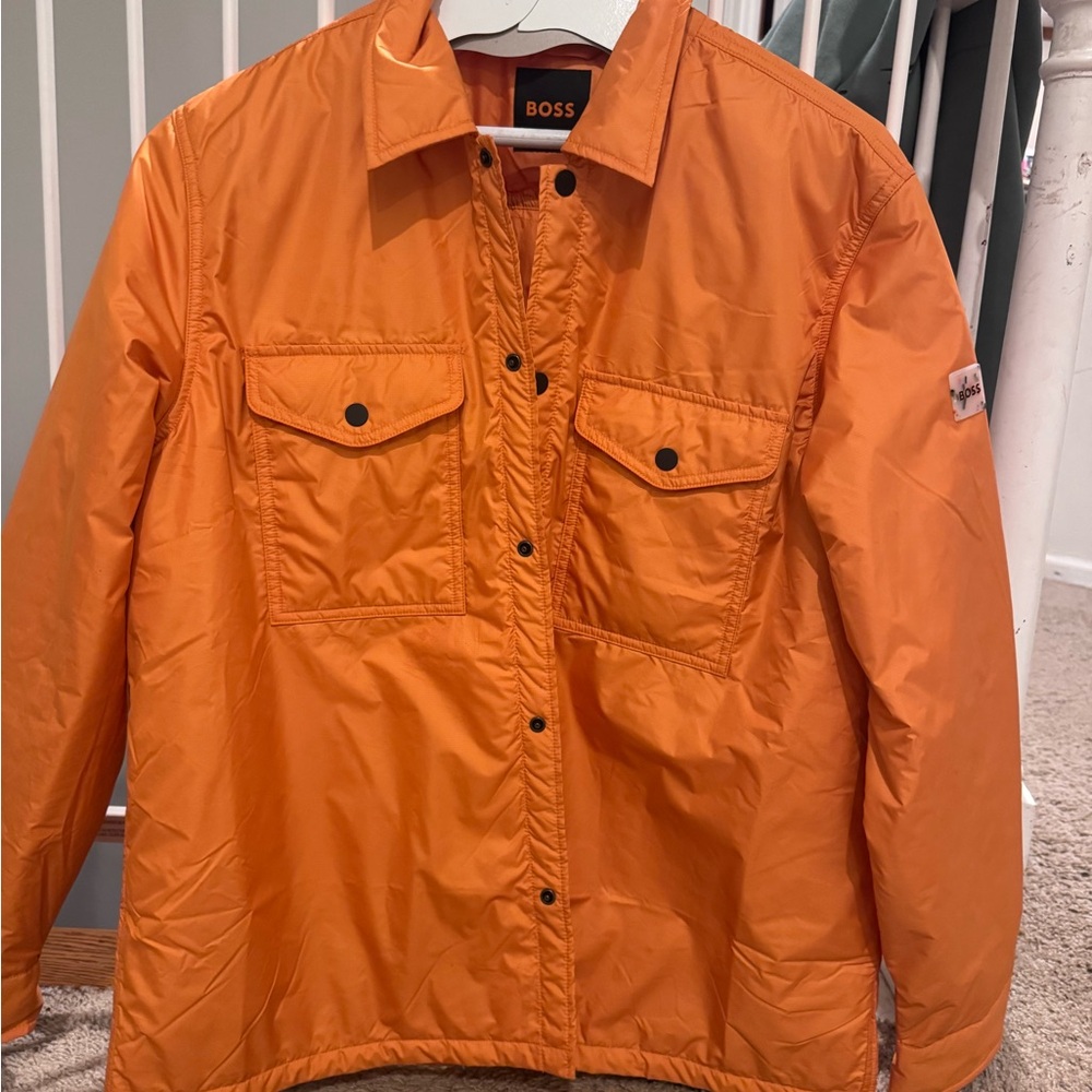 BOSS Men's Bright Orange Lightweight Shirt Jacket Like New